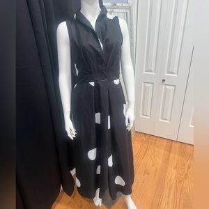 Black and White Polka Dot Sleeveless Dress